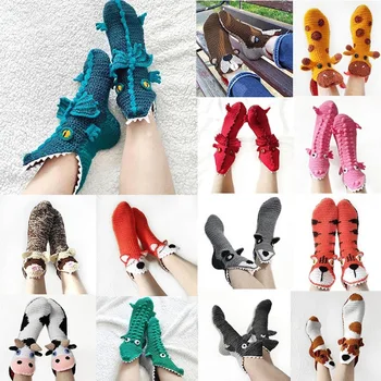 Kūrybinės žiemos mezgimo rankų nėrimo kojinės Megztos šiltos 3D naujovės Gyvūnas Plati burna Jūreivio kojinės Drabužių priedai