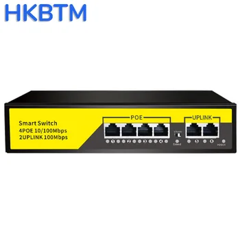 HKBTM POE jungiklis 100 Mbps eterneto tinklo jungiklis 4 prievadai PoE perjungiklis Standartinis RJ45 purkštukas IP kamerai / belaidžiam AP / CCTV