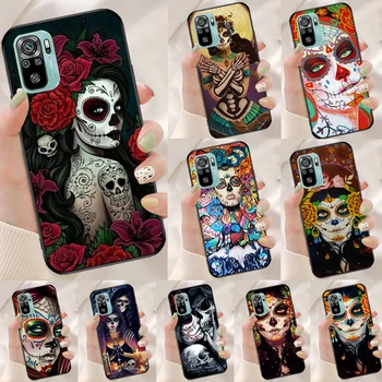 Catrina Beautiful Rose Girl Skull Case for Xiaomi Redmi Note 11 10 9 8 12 Pro Plus 9S 10S 11S 12S Cover For Redmi 12C 10 9 C