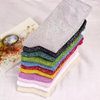 Korėjos mados aukso ir sidabro megztos moteriškos kojinės vasaros tendencija kvėpuojančios plonos spalvos ryškios aukštos kokybės vėsios kojinės
