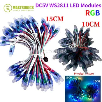 10/15CM DC5V 50PCS WS2811 IC LED modulio šviesa 12MM Visų spalvų vandeniui atspari IP68 LED styga festivalio dekoratyvinei LED pikselių lempai