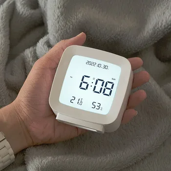 žadintuvas Vaikiški naktiniai laikrodžiai Paprastas kompaktiškas elektroninis skaitmeninis datos laiko stalas Laikrodis Temperatūra Drėgmė Valdymas balsu