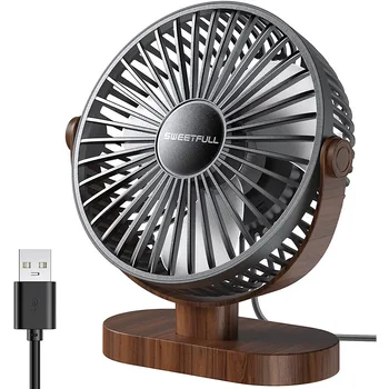 6,4 colio medinis USB stalo ventiliatorius, 3 greičių tylus nešiojamas stalinio stalo ventiliatorius, asmeninis mini ventiliatorius namų biuro automobiliui