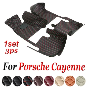 odiniai automobilių grindų kilimėliai Porsche Cayenne 9Y0 9Y3 2018 ~ 2022 5 durų apsaugos nuo purvo pagalvėlės automobilių kilimėlis Prabangūs tapis Voiture automobilių aksesuarai