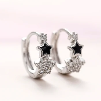 Huitan sidabro spalvos žvaigždės Auskarai su CZ moterims Kasdienis dėvėjimas Išskirtiniai ausų aksesuarai Paauglių dovana Madingi papuošalai Naujas daiktas