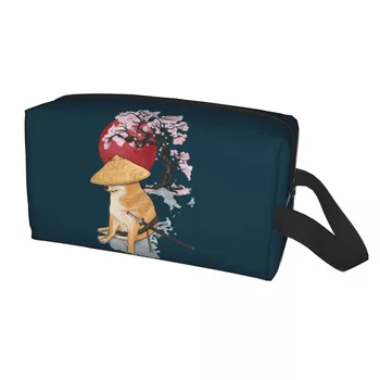 Samurajus Japanense Cheems Meme Tualeto reikmenų krepšys Nešiojamas Kosmetinis makiažo organizatorius Moterų grožio saugykla Dopp rinkinio dėžutė