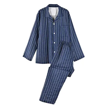 vyriškas patogus pledas ilgomis rankovėmis pižama pižamos kelnės namų kostiumas
