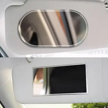 Automobilio makiažo veidrodėlis kvadratinis/ ovalus automobilio skydelis nuo saulės veidrodis Universalus nerūdijančio plieno lipnus kosmetinis veidrodis automobiliniam visureigiui