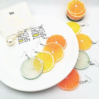 Korėjiečių minimalistinės linksmos vaisių apelsinų auskarai Ins Cold su ausų spaustuku Konverteris