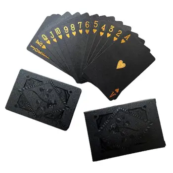 Neperšlampamas žaidimo kortų rinkinys iš 54 rožių rašto juodos folijos pokerio kortų kūrybinės dovanos bendravimui su šeima Šventinis susibūrimas