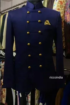 Kostiumas Homme Navy mėlynas kostiumas Vyrai Kapitono kostiumas Švarkas Kelnės Vyrų jaunikis Vestuvės Slim Fit kostiumas Vakarėlis Smokingas Švarkelis 2 dalių kostiumas