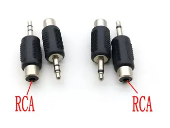 2vnt RCA moteriškas lizdas į garso ir vaizdo AV kompiuterį 3.5mm mono / 3.5mm stereo kištuko jungtis