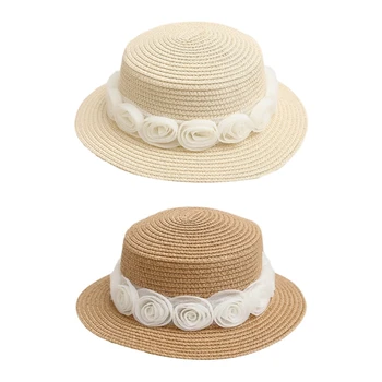 Paprasta Panamos skrybėlė Prancūziška skrybėlė Vasaros kremas nuo saulės Rankų darbo šiaudinė skrybėlė Hepburn