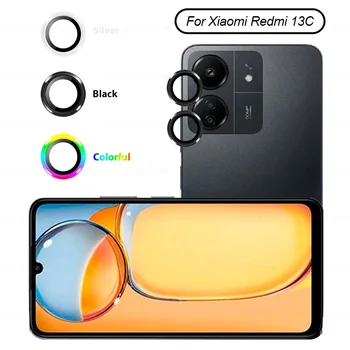 skirta Xiaomi Redmi 13C aliuminio lydinio fotoaparato apsaugos dėklo žiedui Redmy 13 C C13 Redmi13C 4G galinio dangtelio objektyvo grūdinto stiklo plėvelė