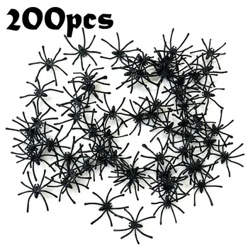 200PCS Baisus Helovinas Dekoracijos namams Imituotas mažasis voras Ilga koja Žaislai voras vaikams Triukų ar skanėstų žaidimai