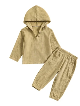 Baby Girls 2 dalių apranga Gėlių rašto džemperis ilgomis rankovėmis su gobtuvu ir elastinės kelnės mažyliui Fall sportinis kostiumas