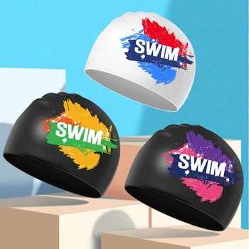 2024 Naujas silikoninis plaukimas moterims vyrams, vandeniui atspari minkšta maudymosi kepurė Plaukimo kepurė, lengvai uždedama ir nusiimama ilgiems trumpiems plaukams