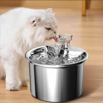 USB elektrinis katės vanduo Visas nerūdijančio plieno 2L recirkuliacinis fontanas Automatinis filtras Nutildyti geriamojo dubens dozatorių automatinė indukcija
